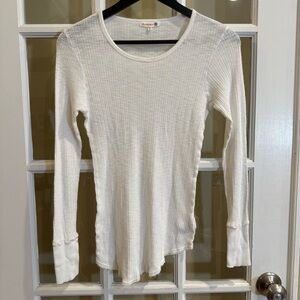 Sundry Ribbed Black Long Sleeve Crew Top White